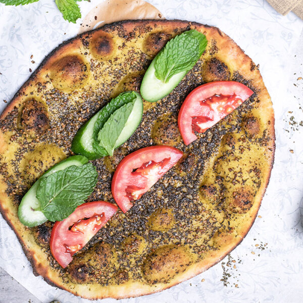 Mankoushe Zaatar with Vegetables